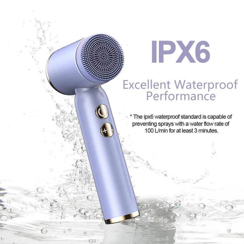 [Australia] - Facial Cleansing Brush, 6 in 1 Electric Face Scrubber with 6 Brush Heads and 3 Spin Speeds for Deep Cleansing, Waterproof Rechargeable Face Brushes for Dry Oily Sensitive Skin (Purple) 