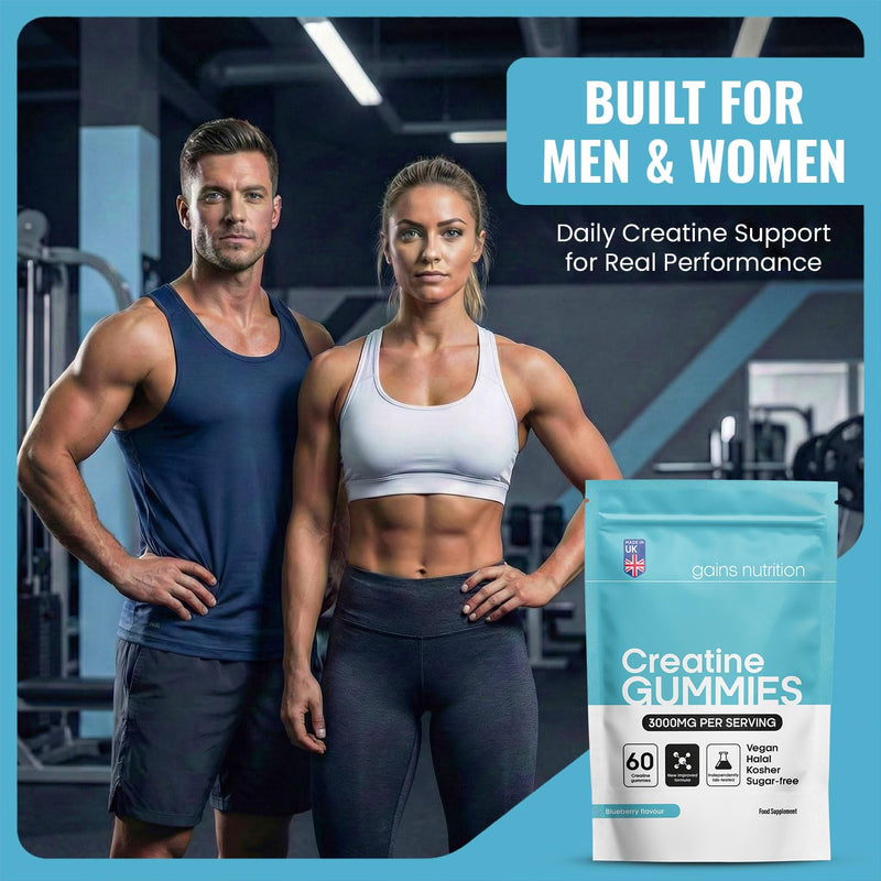 GN Creatine Gummies 3000mg Per Serving | 60 Sugar Free Real Creatine Monohydrate Gummies (30 Servings) | Blueberry | Vegan | Made in UK