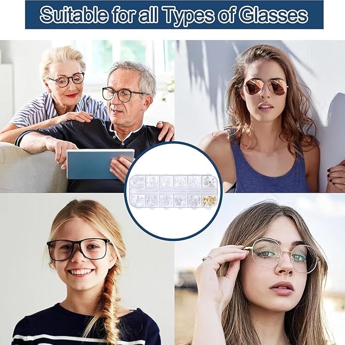 [Australia] - Push-in Eyeglass Nose Pads - PFDHQS 18 Pairs Glasses Nose Pads Replacement Kit - 6 Options Available for Replacing and Having Spare Nose Pads for Sunglasses 
