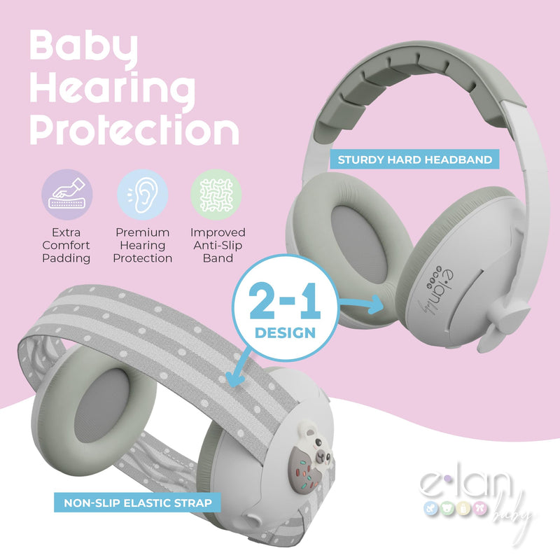 [Australia] - 2-in-1 Baby Ear Muffs Noise Protection - Baby Headphones for Noise & Plane Travel - 2 Headbands - Toddler Ear Protection for Infant & Toddler Travel Essential, Age 1-36 Months 