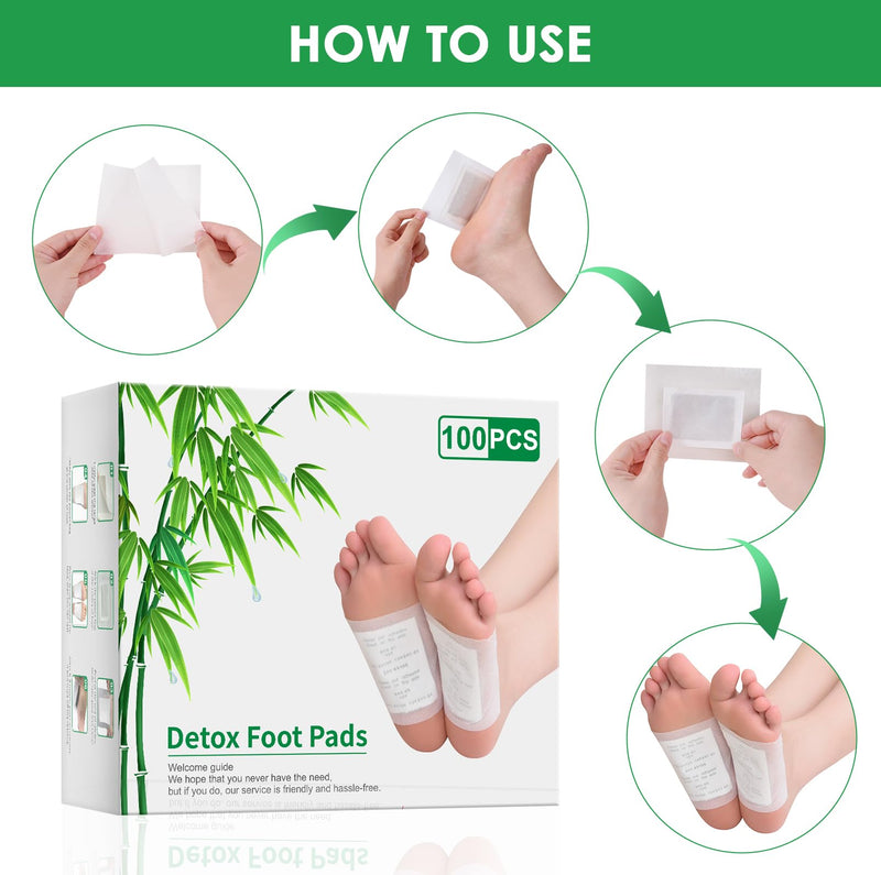 [Australia] - Pack of 100 Detox Foot Plasters Detoxification - Detoxification Plasters Feet for Stress Relief and Deep Sleep - Deep Cleansing Detox Foot Pads for Removing Body Toxins 100pcs one size 