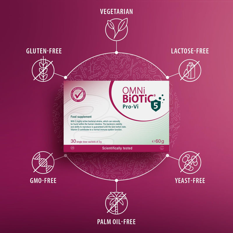 OMNi BiOTiC Pro-Vi 5 | 5 Bacterial Strains Combined with Vitamin D for Your Immune System | Probiotic Powder | 14 Sachets | Vegetarian | Gluten-Free | Lactose-Free | for Daily use
