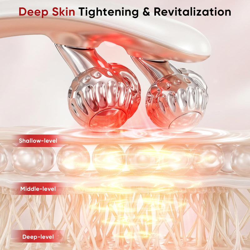5 in 1 Face Massager, Face Roller Jaw & Tmj Massager for Lymphatic Drainage, Ice Roller for Face Sculpting Tool with Red Blue Light, Vibration, Heating for Home & Travel Use