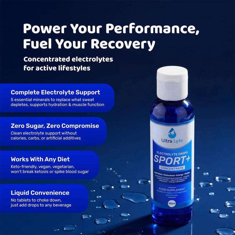 Ultra Lyte Electrolytes Drops Sport + Keto-Friendly Liquid Trace Minerals for Hydration & Fasting - Zero Calorie, Sugar-Free - Rich in Potassium, Magnesium, Sodium (120 ml (Pack of 1)) 120 ml (Pack of 1)