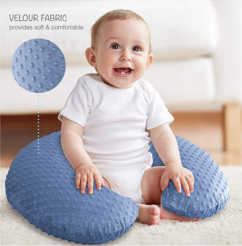 [Australia] - The Peanutshell Nursing Pillow Cover Set for Baby Boys or Girls | Dinosaur & Navy Blue Minky Dot | Unisex 2 Pack 