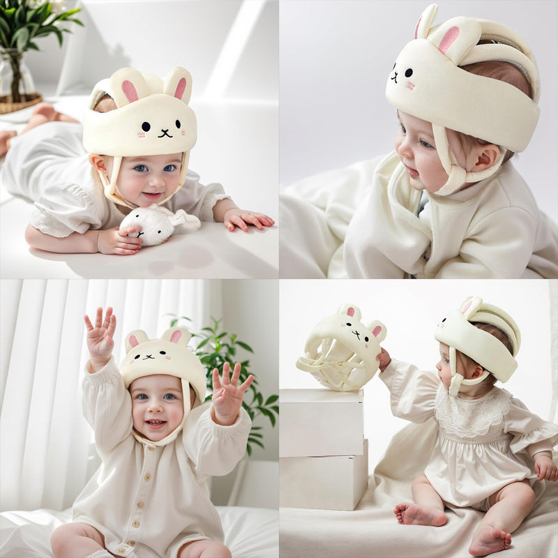 [Australia] - Baby Helmet for Crawling Walking ‚Äì Soft and Lightweight Baby Head Protector with Adjustable Straps, 360¬∞ Protection for Toddlers, Cute Bunny Ears Design, Perfect Baby Fall Back Head Protector Rabbit 