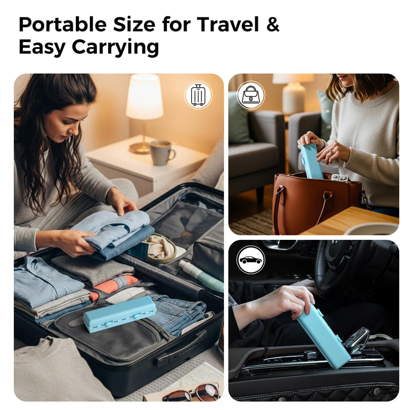 Foldable Pill Organizer Weekly 2 Times a Day, 7 Day Portable AM PM Travel Pill Case with Black&White Labels, Dual-Protection Daily Medicine Box, Large Pill Container for Vitamin/Supplement-Blue Blue