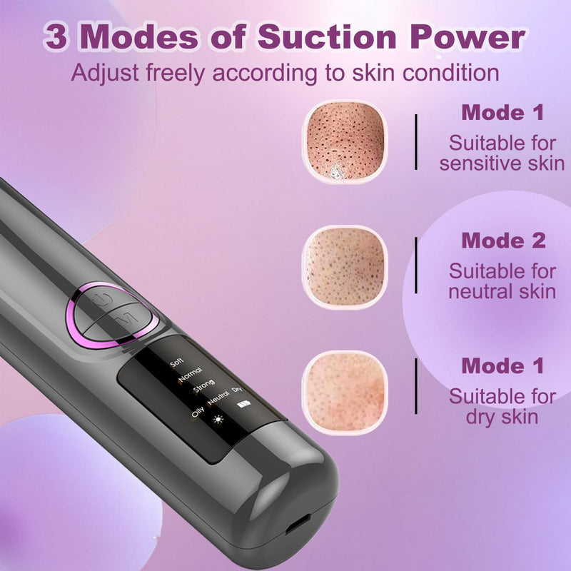 Blackhead Remover Pore Vacuum with Hot Compress, Upgraded Facial Pore Cleaner, Pore Extractor Acne White Heads Removal Tool- 9 Suction Power, 5 Probes Blackhead Vacuum Kit for Women & Men 1 Count (Pack of 1)