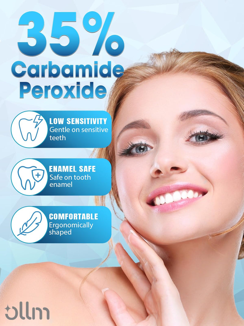[Australia] - Teeth Whitening Kit with LED Light - White Sensitive Tooth 35% Carbamide Peroxide Gel Pen Dental Mouth Trays Whitener Professional Bright Brace Product System for Home Work Travel 