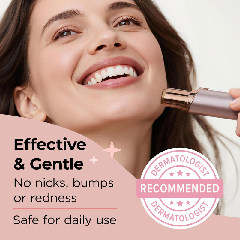 Facial Hair Removal for Women: Electric Face Razor with LED Light - Painless & Instant Results Mini Shaver for Travel Use (Rose Gold) Rose Gold