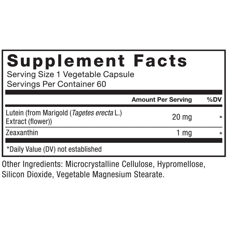 Force Factor Lutein and Zeaxanthin Supplements, Eye Vitamins | with Lutein 20mg, Eye Health Supplements for Adults, Vegan, Gelatin Free, 60 Vegetable Capsules 60 Count (Pack of 1)