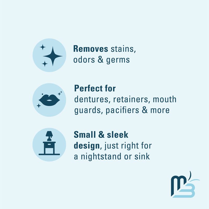 [Australia] - Denture Bath Case and Retainer Case FSA HSA Approved Denture Bath Cup for Invisalign Retainers Mouthguards Dentures Cleaner Kit with Strainer Spill-Free Portable Retainer Cleaner Case by M3 Naturals 