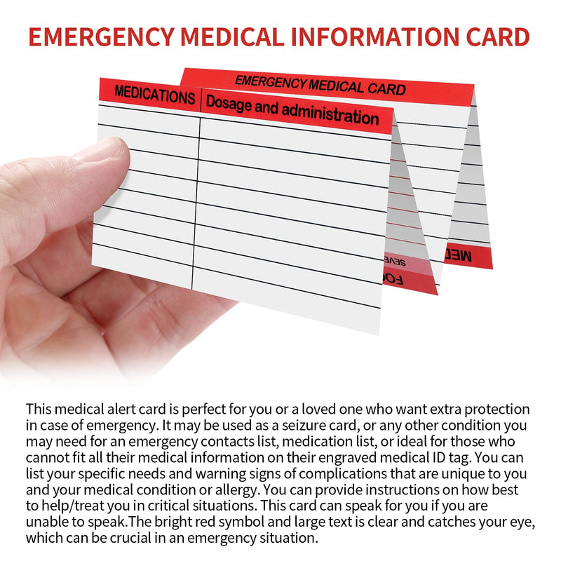 [Australia] - 4 Pack Medical Alert Keychain Emergency Medical Information Id Card Emergency Contact Card Wallet with Resealable Badge Holder for Caretakers (Red Keychain) Red Keychain 