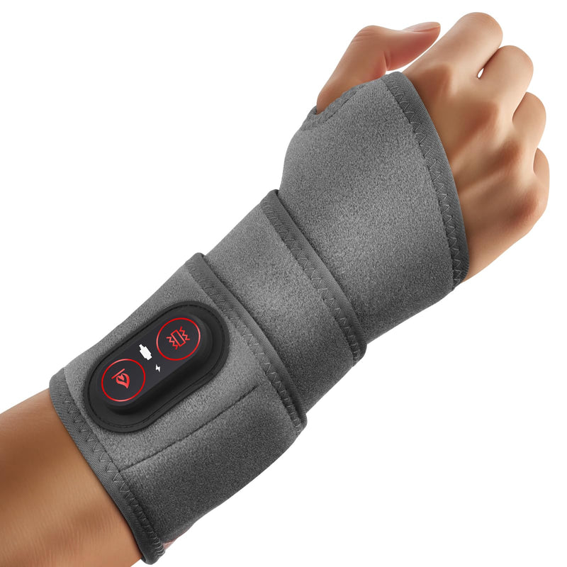 Cordless Wrist Heating Pad Wrap for Pain Relief, Heated Wrist Massager for Carpal Tunnel, Heated Wrist Brace, Wrist Hand Heating Pad, Hand Massager with Heat, Red Light for Carpal Tunnel, Gray