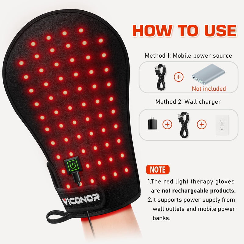 [Australia] - Red Light Therapy Device for Hands, Infrared-Light-Therapy-Gloves Finger Wrist, Led Near Infrared Carpal Tunnel Black2 