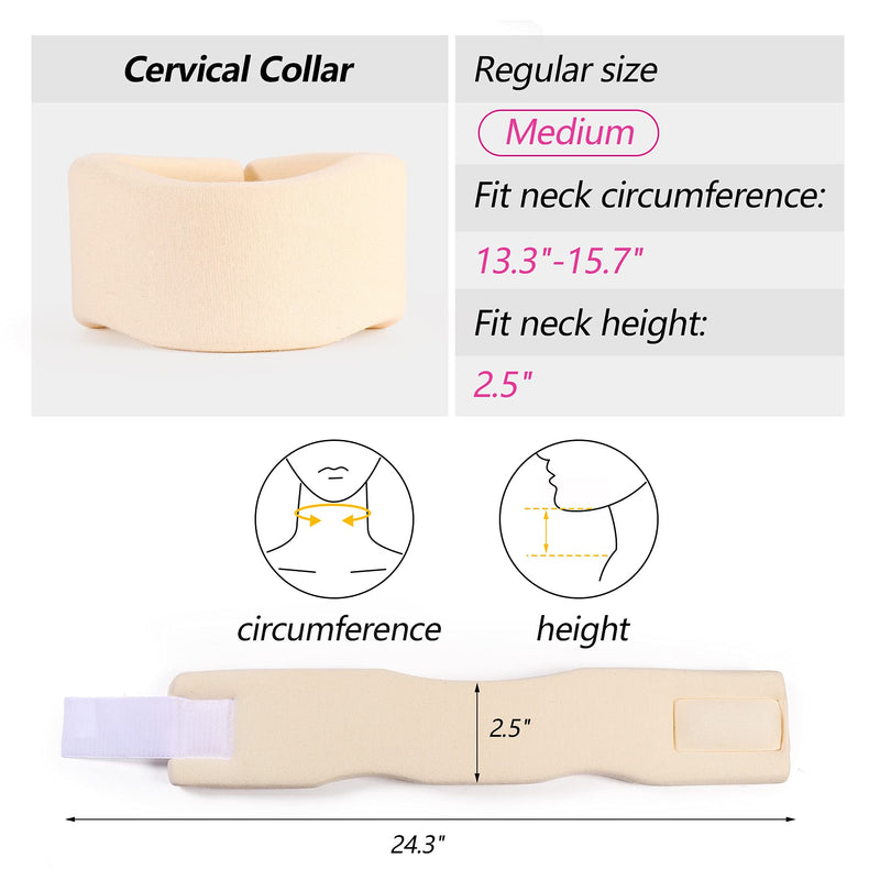 [Australia] - Cozyhealth Soft Foam Neck Support Universal Neck Brace Adjustable Neck Support for Sleeping Relieves Neck Pain and Spinal Pressure (White, 2.5" Deep Collar, M) 