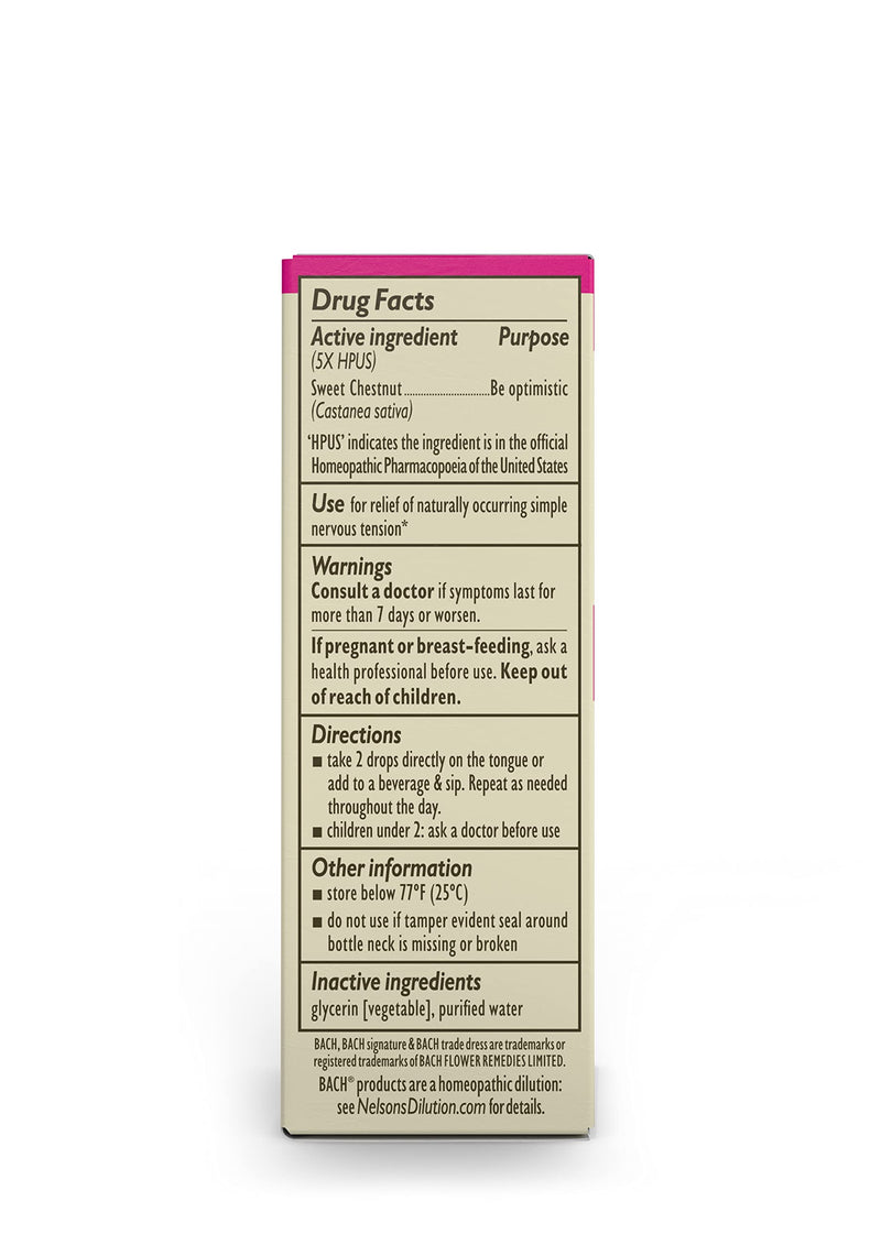 [Australia] - Bach Original Flower Remedies, Sweet Chestnut for Optimism (Non-Alcohol Formula), Natural Homeopathic Flower Essence, Holistic Wellness and Stress Relief, Vegan, 10mL Dropper 