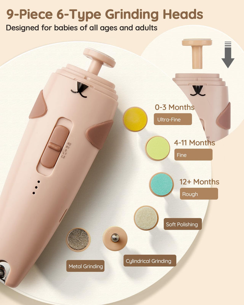 [Australia] - Lilian&Gema Baby Healthcare and Grooming Kit, 28-in-1 Rechargeable Nail Trimmer Electric Set, Dual Auto Light Baby Nail Care Kit, Portable Newborn Nursery Health Care Set for Infant Toddlers Boy Girl Brown 