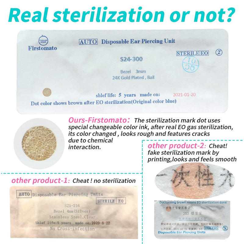 [Australia] - 2PCS Disposable Ear Piercing Kit Ear Piercing Gun Self Use Ear Piercings Kit Cartilage Piercing Gun with Hypoallergenic Earrings(3mm Ball,24kt Gold) 3.0mm 