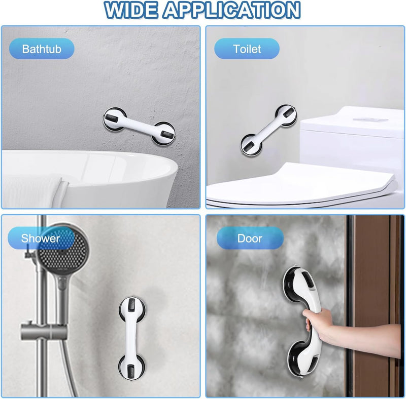 [Australia] - Grab Bars for Bathtubs and Showers, 2 Pack Shower Handle 12 Inch Strong Suction Shower Bar, Safety Bars for Shower Chair, Bathroom Grab Bar for Senior -Black White Black/White 