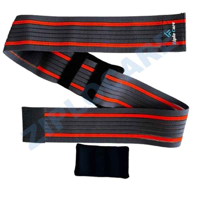 Umbilical Hernia Support Belt for Men | Adjustable Abdominal Binder | Breathable Compression Wrap for Navel Hernia, Post-Surgery Recovery & Belly Button Pain Relief (Black & Red, X-Large) Black & Red