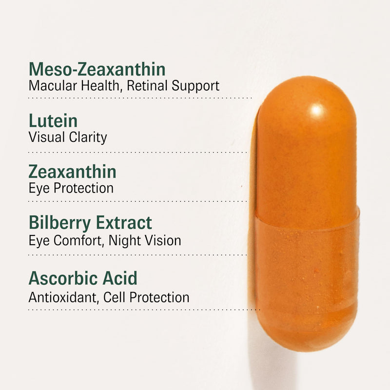 Eye Health Supplement - Meso Zeaxanthin + Lutein + Zeaxanthin + Bilberry and VIT C/A/E/B2 with Zinc - UK Made