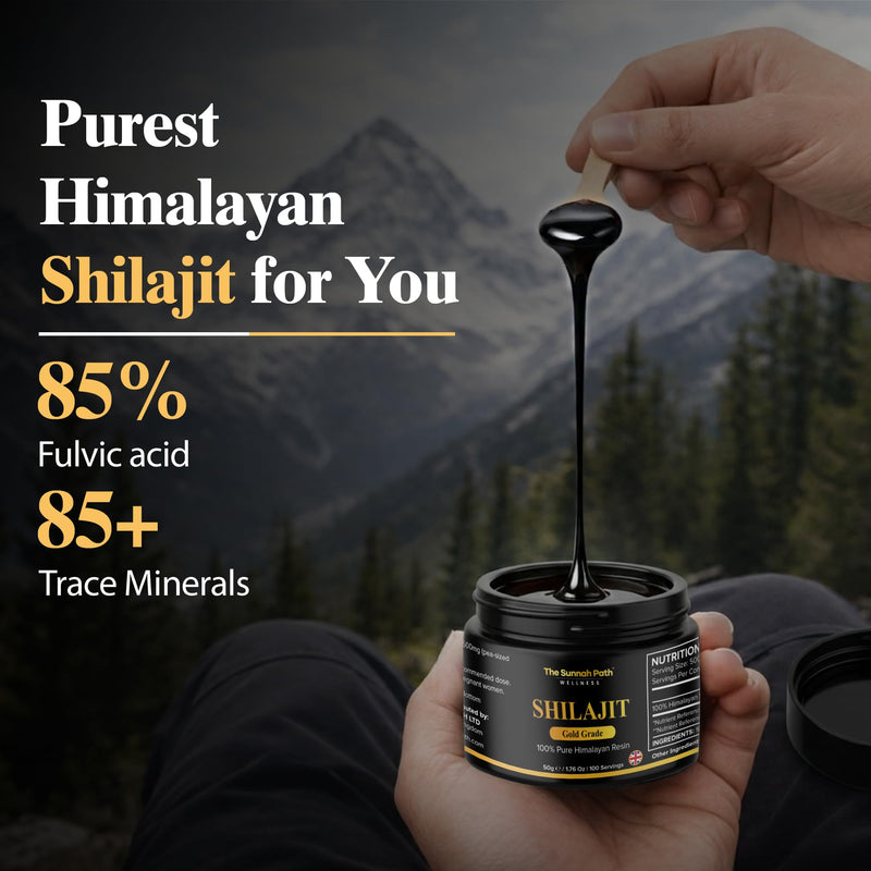 Himalayan Shilajit Resin 50g | Soft Purified Gold Grade | 85% Fulvic Acid & 85+ Trace Minerals | 100 Servings | Vegan & Halal | Energy & Stamina Support