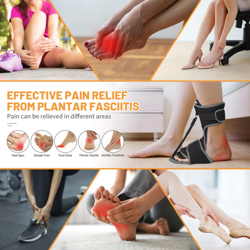 [Australia] - Plantar Fasciitis Night Splint: Adjustable Brace with Arch Support | Dorsal Night Splint for Women Men | Dual Effective Plantar Fasciitis Relief Achilles Tendonitis Foot Drop Heel Pain Black 