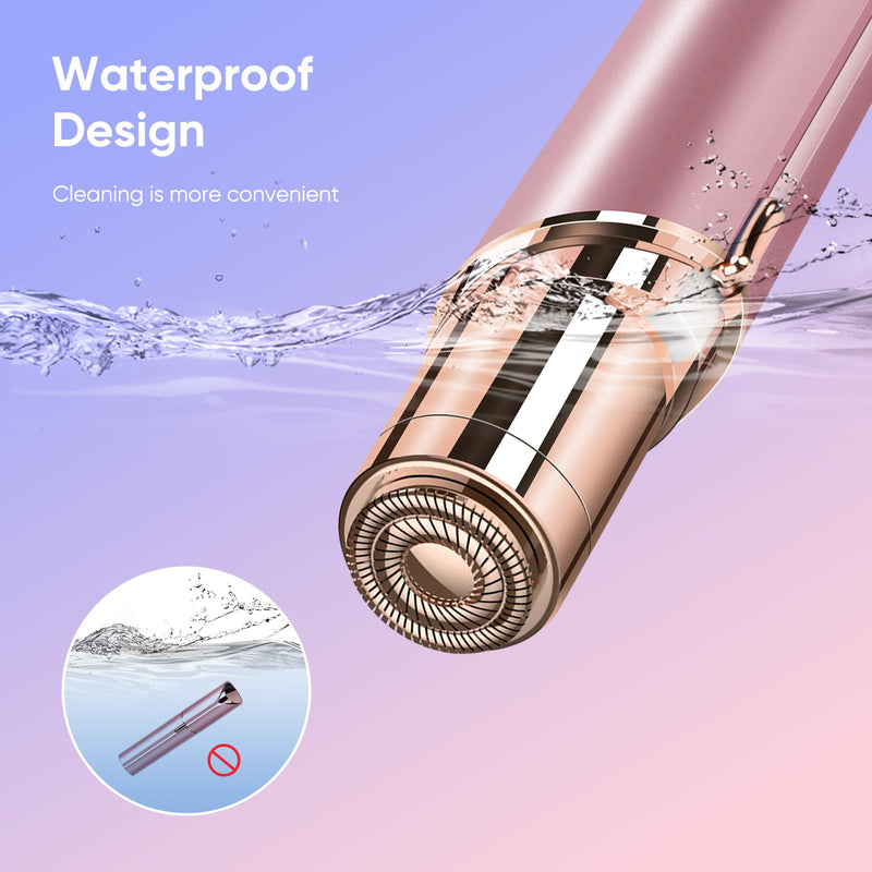 [Australia] - Facial Hair Removal for Women- as Seen on TV Painless Face Shaver -Painless Womens Facial Hair Remover with 2 Replacement Heads, Lipstick-Sized, USB Rechargeable（Rose Gold） rose-gold 