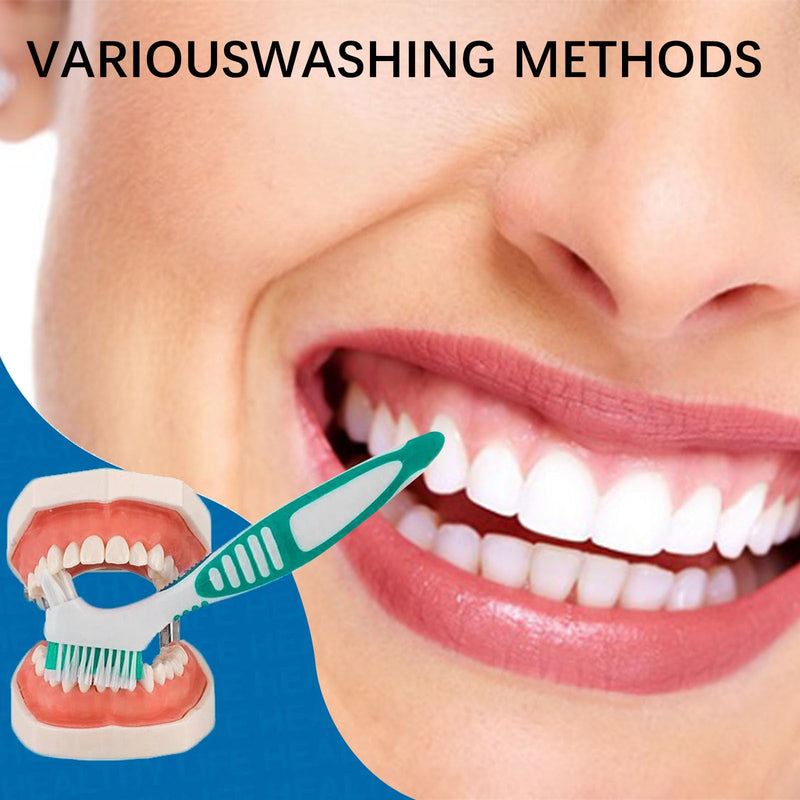 [Australia] - Pack of 4 toothbrushes, false teeth brush, toothbrush, denture toothbrushes cleaning brush, denture brush with soft bristles, double-head toothbrushes for cleaning artificial teeth 