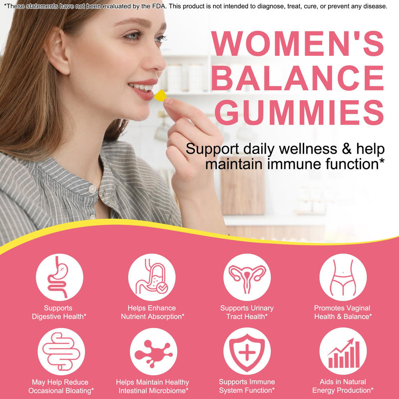 Women Probiotic Gummies, Vaginal Probiotics for Women, Feminine Balance Gummies, ph Balance for Women, Improve Odor, Promotion of Women's Health, Boost immunity,Vegan,Natural Pineapple Flavor,60 Count