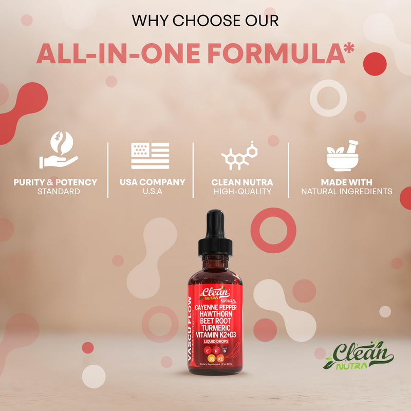 [Australia] - Clean Nutra Cayenne Pepper Drops Supplement Liquid + Hawthorn Berry, Vitamin D3 K2 Beet Root Powder, Ceylon Cinnamon, Turmeric Curcumin, Organic Panax Ginseng, Berberine Extract 1 Pack 