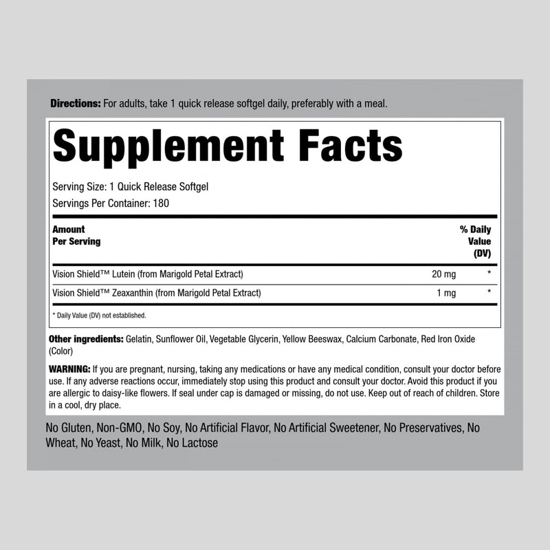 [Australia] - Piping Rock Lutein and Zeaxanthin Supplements | 20mg | 180 softgels | Eye Vitamins | Non-GMO, Gluten Free 180 Count (Pack of 1) 