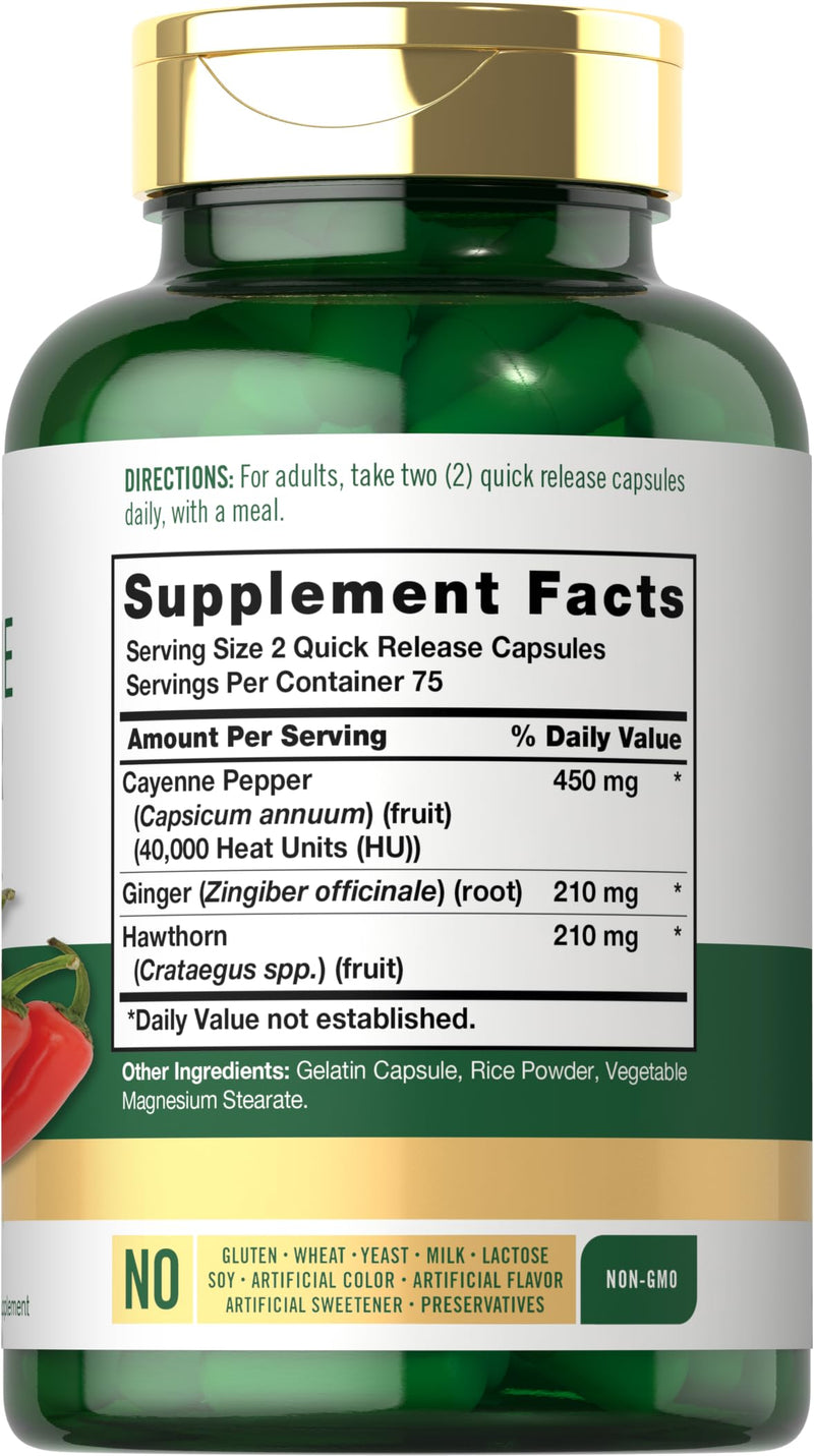 [Australia] - Carlyle Cayenne Pepper Capsules | 40,000 HU | Non-GMO and Gluten Free Supplement 