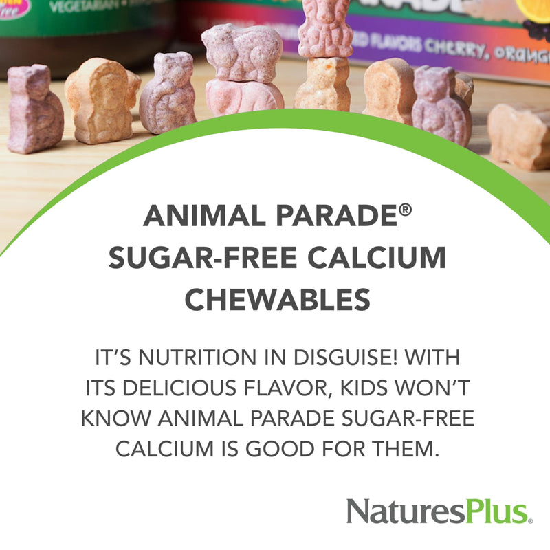 [Australia] - NaturesPlus Animal Parade Sugar-Free Children's Calcium, Vanilla Sundae Flavor - 90 Chewable Animal Shaped Tablets - Magnesium for Bone Health - Gluten Free - 45 Servings 1 