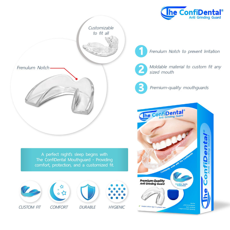 [Australia] - The ConfiDental Mouth Guard for Teeth Grinding and Clenching - Moldable Dental Nightguard Protection for Mild to Heavy Teeth Grinders at Night - 5-Pack (3 Regular, 2 Heavy-Duty) Blue Box (5 Pcs) - V.1 Model A (3 pcs) + Model C (2 pcs) – V.1 