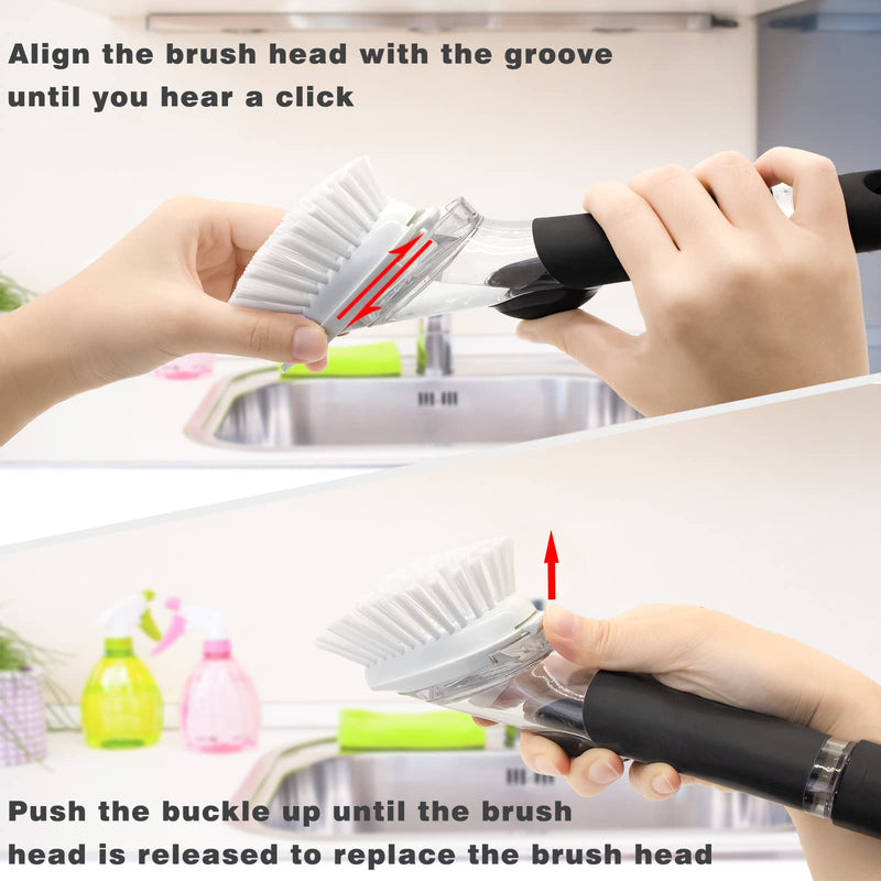 [Australia] - Brush Refills for OXO Dish Brush - 4 Pack Dish Brush Cleaning Soap Dispensing Head Replacement for Scrubber (White) 4-pack 
