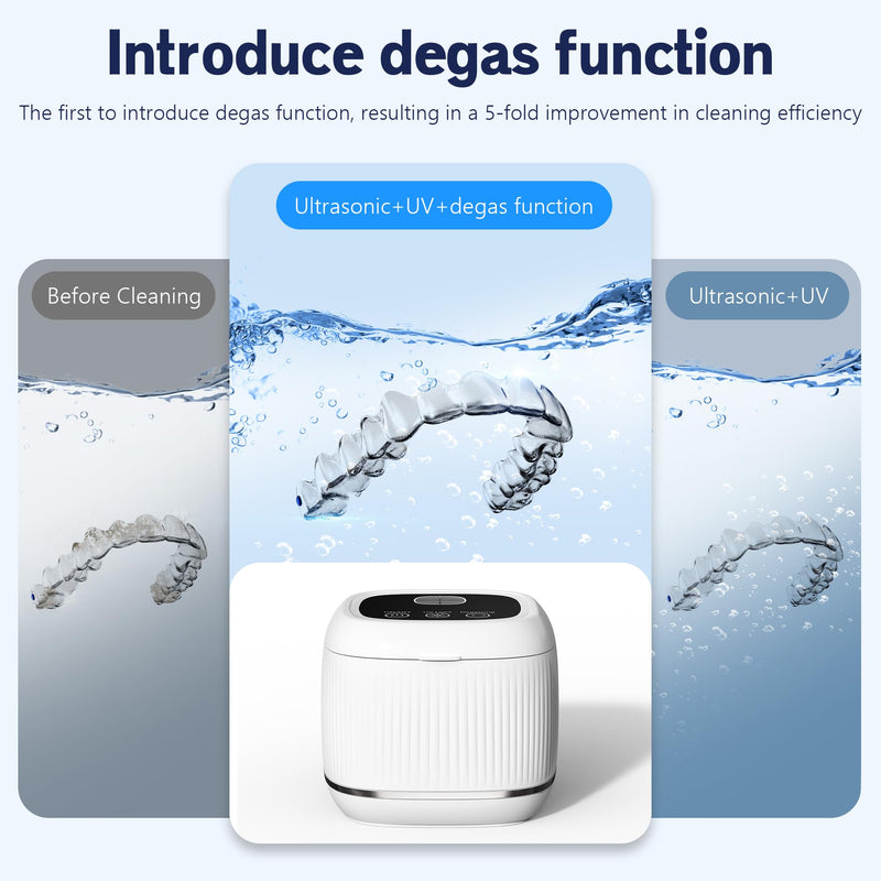 [Australia] - 2025 upgraded 3-in-1 version Ultrasonic Retainer Cleaner Machine, degassing technology+ultrasonic+UV, with a 5-fold increase in cleaning efficiency for Dentures, Mouth Guards, Braces, Jewelry 