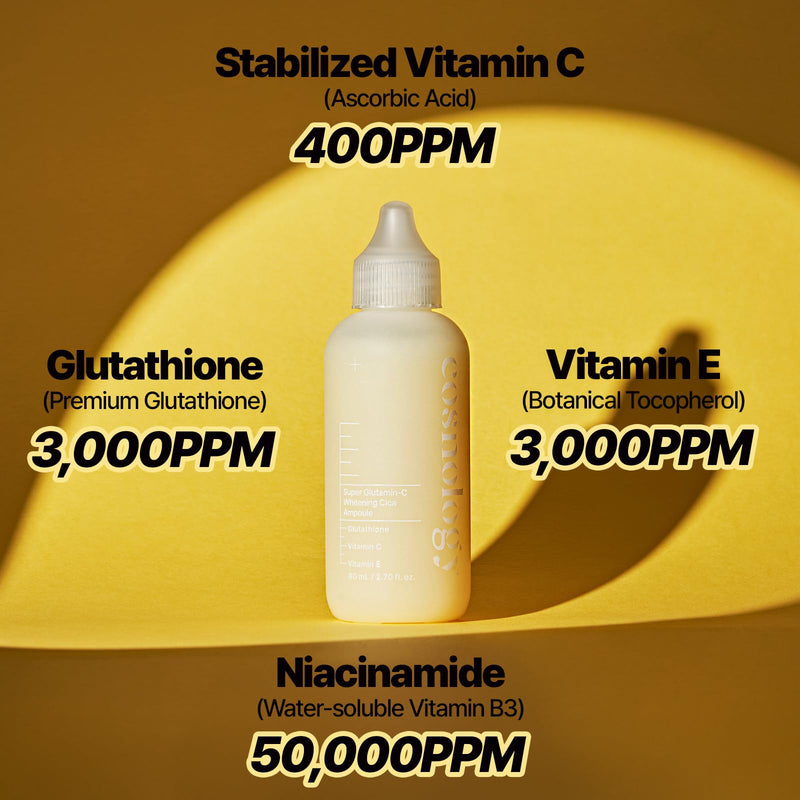 COSNOLOGY K-Beauty Ampoule: Niacinamide + Vitamin C, E & Glutathione for Dark Spots & Even Skin Tone | Hydrating & Anti-Aging Skin Serum, 2.7fl.oz(80ml)