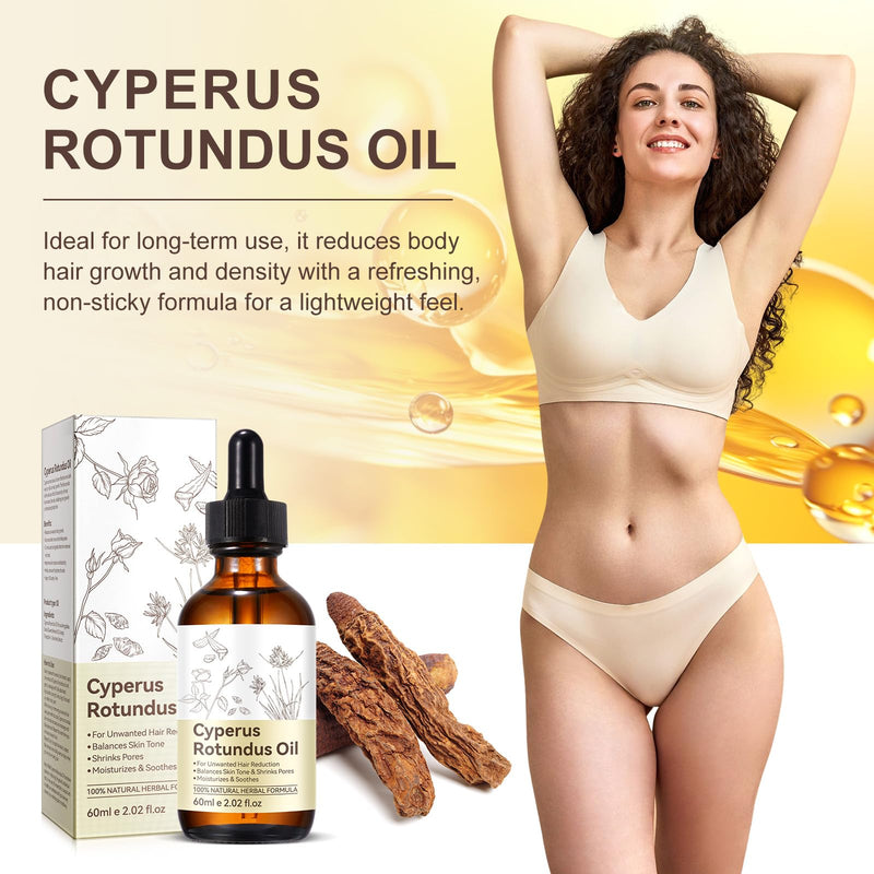 2PCS Cyperus Rotundus Oil, Natural Cyperus Rotundus Oil For Hair Removal, Reduces Unwanted Hair Growth, Moisturizes & Soothes The Skin, Suitable For All Skin Types 2.02 Fl Oz (Pack of 2)