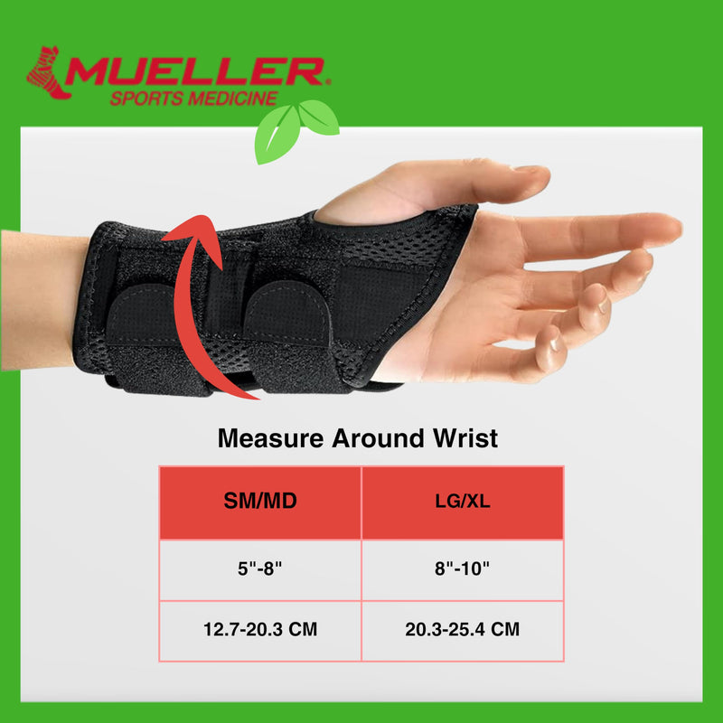 MUELLER Sports Medicine Green Fitted Wrist Braces, 2 Pack, Wrist Pain Relief Support for Men and Women, Ideal for Carpal Tunnel, Tendinitis, Arthritis, Black, Right and Left, Small/Medium