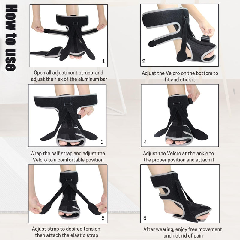 [Australia] - Plantar Fasciitis Night Splint: 2025 Adjustable Upgraded Planters Facetious Relief Brace Plantar Fasciitis Relief Achilles Tendonitis Night Splint for Plantar Fasciitis(black-A) black 