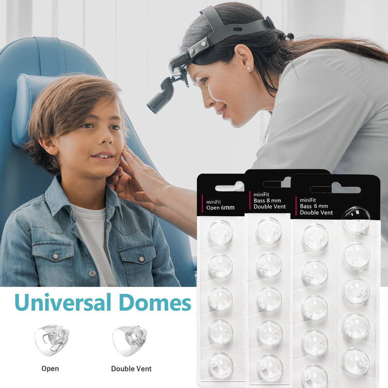 [Australia] - (Double Vent 8mm) Hearing Aid Domes for Oticon Minifit, Oticon Ear Caps Replacements Parts Accessories Domes for Oticon Hearing Aid Supplies Cleaning Kits(30 Pcs) Double Vent-8 MM White-3 Packs 