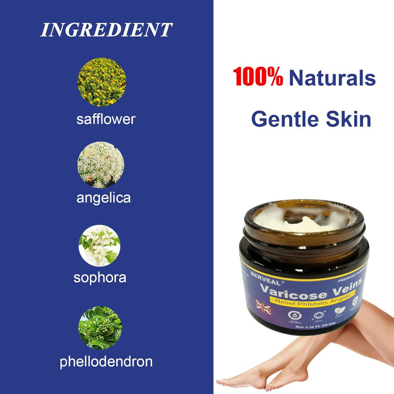 [Australia] - Varicose Veins Cream, Varicose Veins Cream, Cream for Spider Veins, Varicose Veins and Spider Veins Removal, Leg Care Cream, Gentle Leg Care, Improve Blood Circulation 