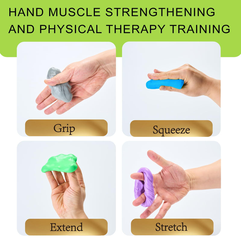 [Australia] - 4 Pack Theramandu Therapy Putty Kit (3oz Each) ‚Äì Hand Putty Physical Therapy for Kids & Adults, Sensory Stress Relief & Hand Muscle Strengthening Exercise Therapy Putty, 4 Different Resistances 