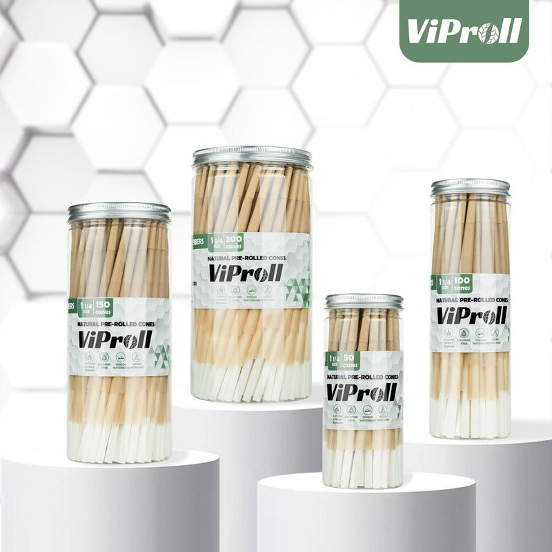 [Australia] - Pre Rolled Cones 1 1/4 Size 50 Pack, Natural Unbleached Cones Rolling Papers with W-shaped Tips, Slow & Even Burning Preroll Cones Packing Tubes Included for Party Gift (84mm) 50 Count 