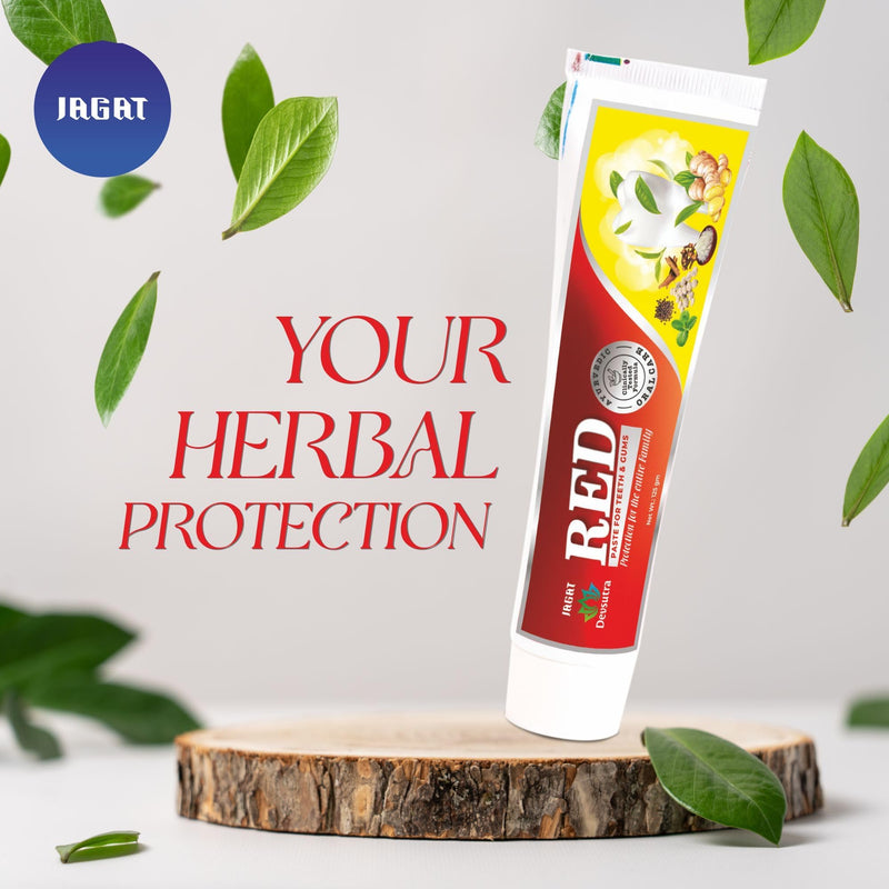 [Australia] - Jagat Herbal Red Toothpaste for Fresh Breathe, Doctor Recommended Natural Ayurvedic Toothpaste, Organic 100% Natural Teeth Whitening, Fluoride Free & Protects Gums, Vegan - Pack of 4 Red-Toothpaste (Pack of 4) 