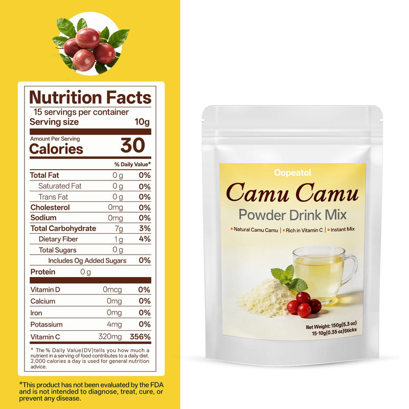 Camu Camu Powder, Rich in Natural Vitamin C, Superfood Powder for Smoothies, Wellness Shots & Immune Support, Sourced from Peruvian Camu Camu Berries