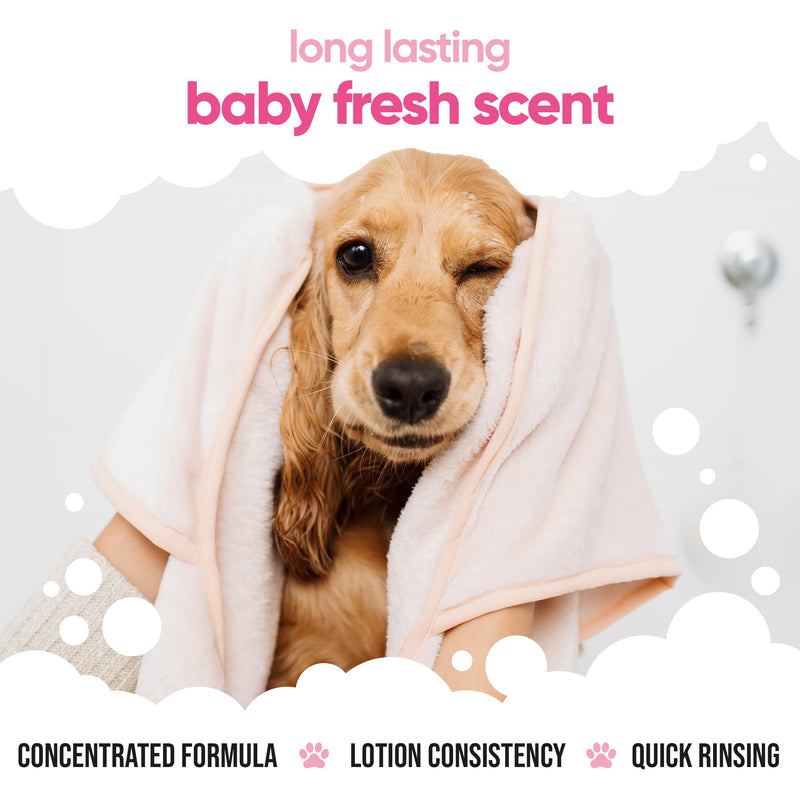 Baby Fresh Dog Conditioner (16.90oz) Made with Aloe Vera, Argan Oil & Pro Vitamin B5 to Detangle Matted Coats & Relieve Sensitive & Itchy Skin, Suitable for Puppies from 8 Weeks, Vegan Baby Fresh 16.9 Fl Oz (Pack of 1) - PawsPlanet Australia