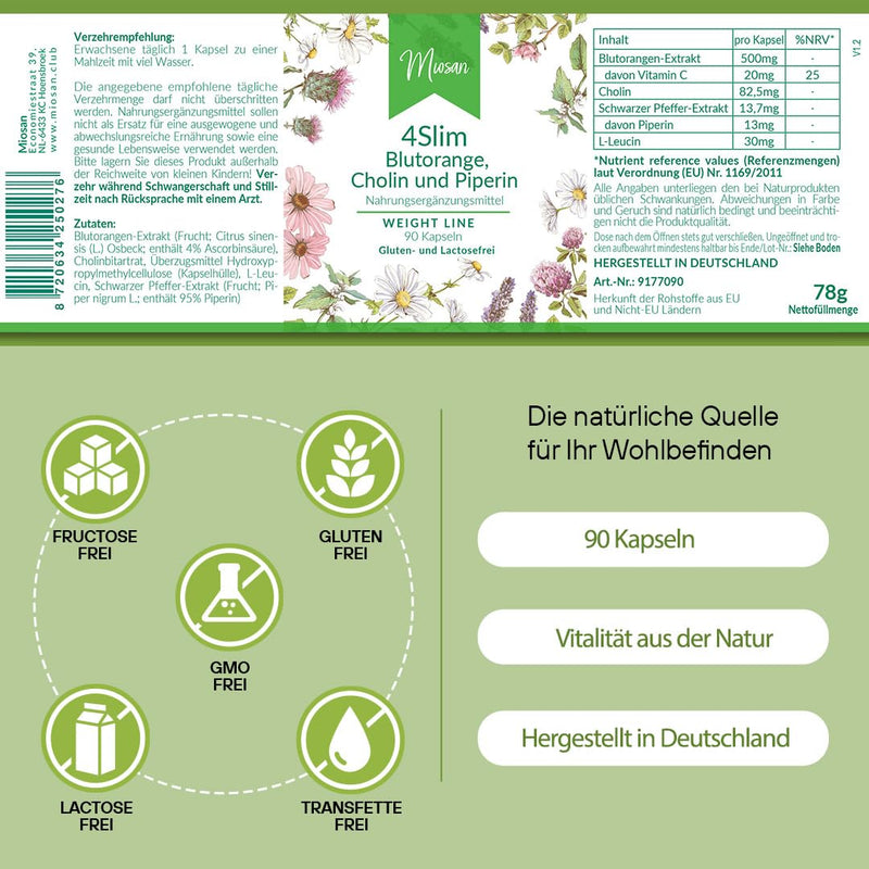 [Australia] - Blood orange, choline and piperine - ANTI-AGING LINE - 90 capsules - high dosage - 100% vegan - production & laboratory testing in Germany | MIOSAN® CLUB - Exclusive well-being 
